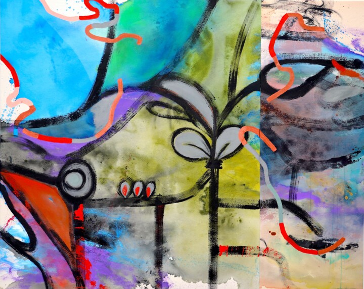 Malerei mit dem Titel "I am back" von Poonam Choudhary, Original-Kunstwerk, Acryl