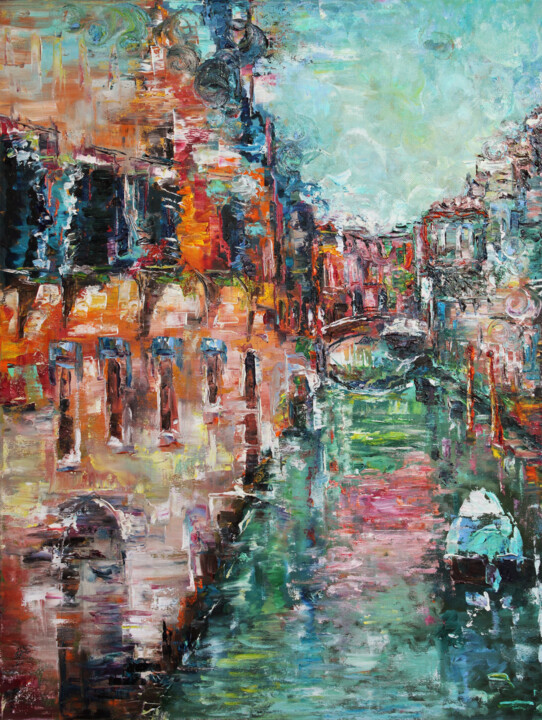 Abstract Venice, Italy, texture, impasto painting 绘画, 31.5x23.6 in