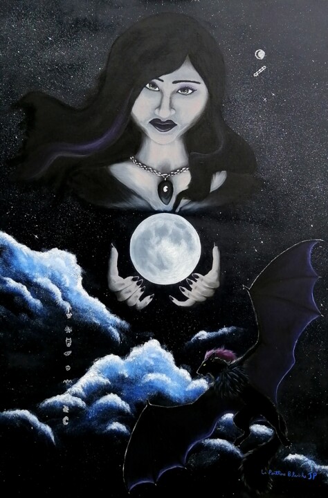 Luna, l'ange de la nuit Schilderij, 36x24 in