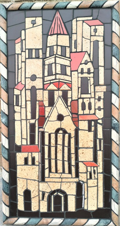 Quadro in mosaico di una città virtuale 雕塑, 28.4x15 in