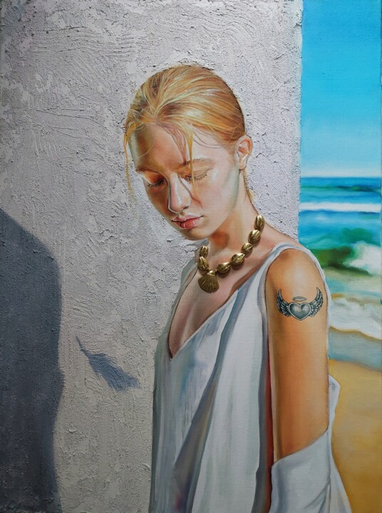 Painting titled "Tell me on a Sunday" by Simona Zecca, Original Artwork, Oil Mounted on Wood Stretcher frame