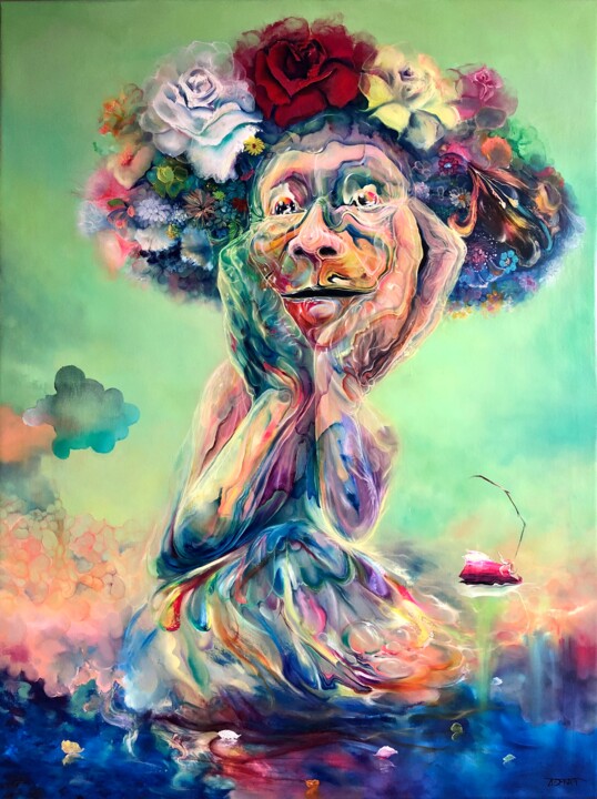 LA LLEGADA,ORIGINAL OLIO /LIENZO,ARTE CUBANO SURREALISTA Painting, 48x36 in
