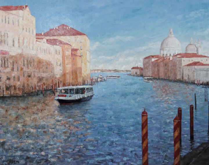 Soirée sur le Grand Canal à Venise Schilderij, 28,7x36,2 in