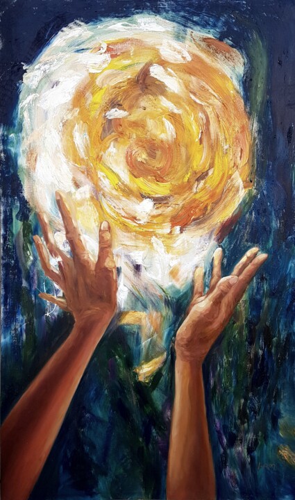 Pintura intitulada ""INSPIRATION"" por Daina Maslauskaite, Obras de arte originais, Óleo Montado em Armação em madeira