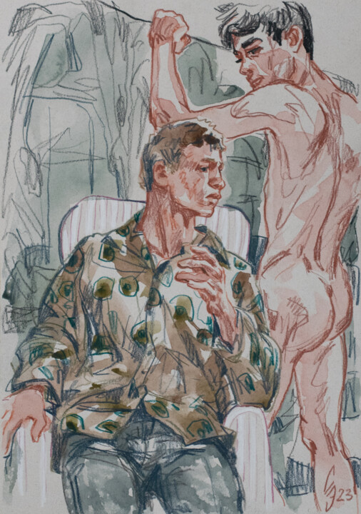 Dessin intitulée "The reply is in pro…" par Sergey Sovkov, Œuvre d'art originale, Aquarelle