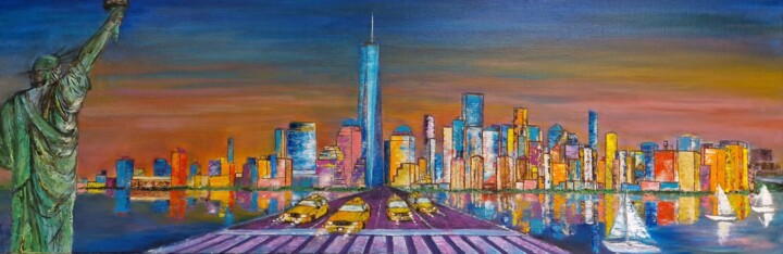 Peinture intitulée "New York" par Ralph.S, Œuvre d'art originale, Huile