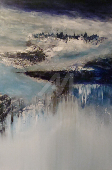 Pintura intitulada "Paysage d'hiver, A…" por Nelly Carnet, Obras de arte originais, Acrílico Montado em Armação em madeira