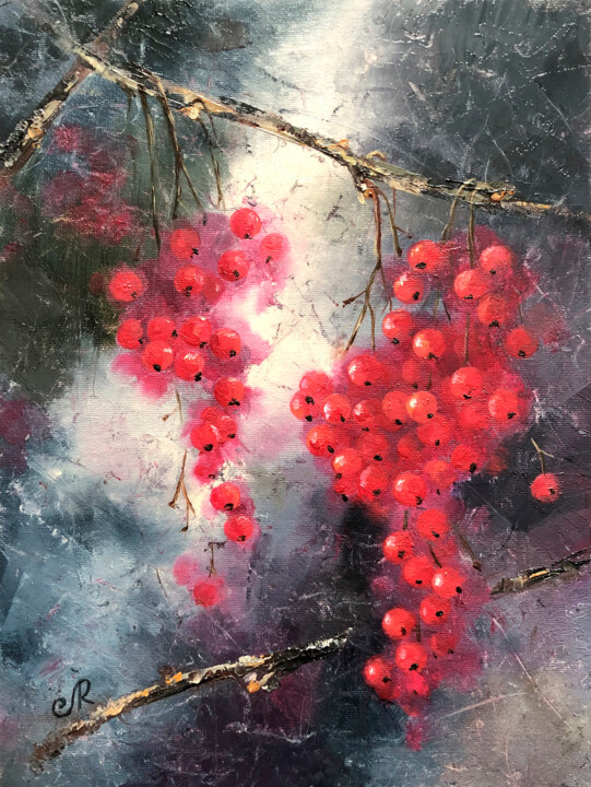 Berries Painting Fruits Still Life Original Oil Painting 绘画, 9.5x7.1 in