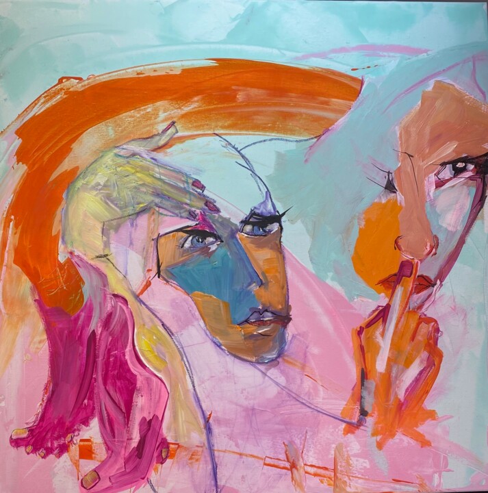 SOLDAT PROFIL DANS UN MASQUE DE FEMME 绘画, 31.5x31.5 in