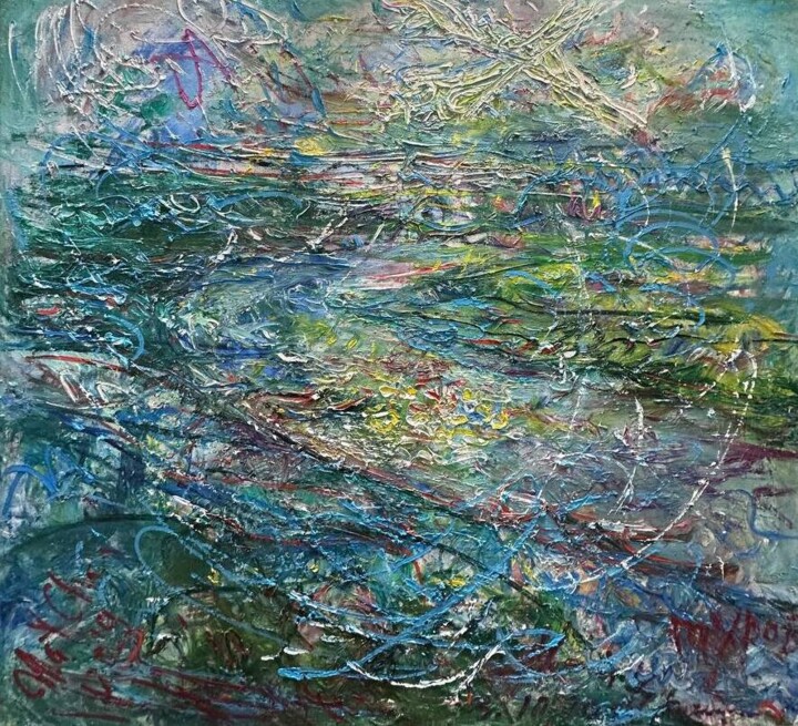 Painting titled "My spring, my Pripy…" by Natalia Chernogolova, Original Artwork, Oil Mounted on Wood Stretcher frame