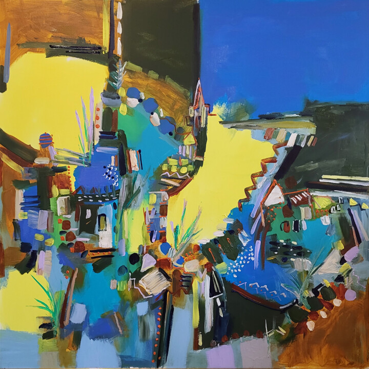 Peinture intitulée "Le temps d'un monde…" par Muriel Cayet, Œuvre d'art originale, Acrylique Monté sur Châssis en bois