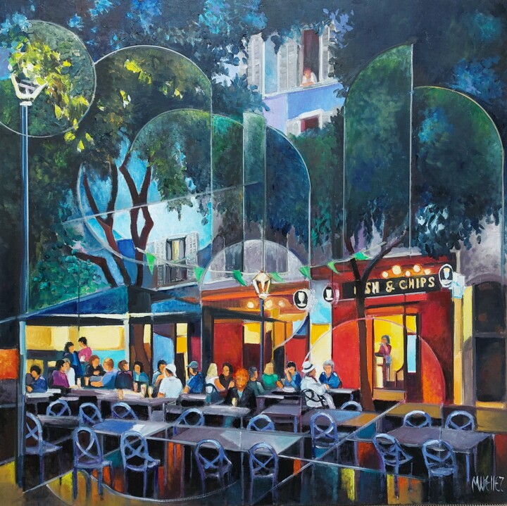 "Fish & Chips" 绘画, 31.5x31.5 in