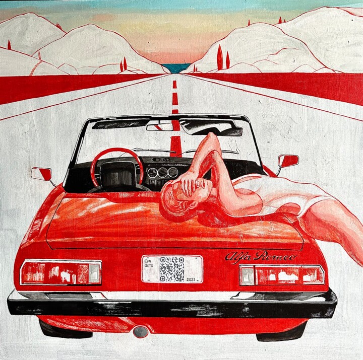 Whole life on the road 绘画, 31.5x31.5 in