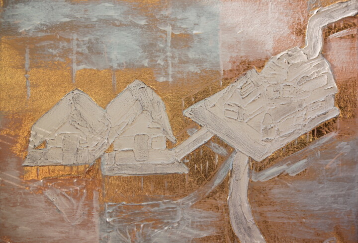 Painting titled "3st part of Triptyc…" by Krsart, Original Artwork, Acrylic Mounted on Wood Stretcher frame