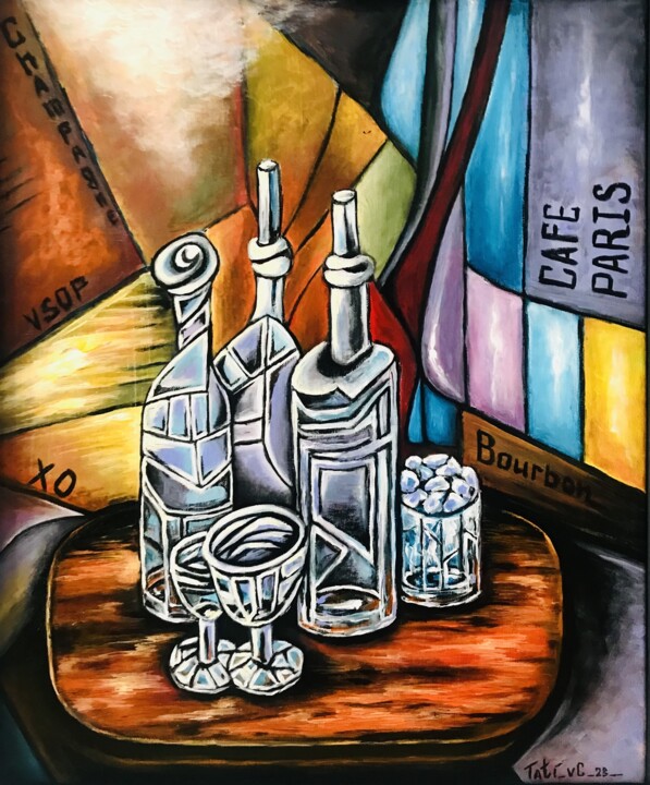 Cafe Paris. 绘画, 23.6x19.7 in