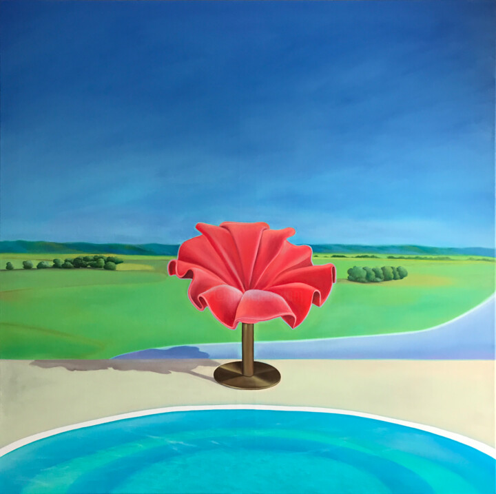 Scarlet flower 绘画, 39.4x39.4 in