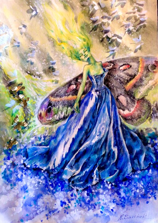 Butterfly Queen 2. 绘画, 11.8x8.3 in