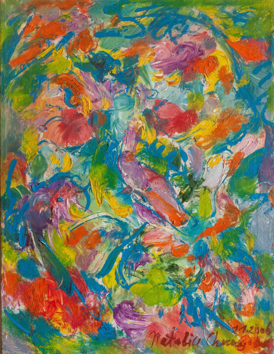 Painting titled "I can fly" by Natalia Chernogolova, Original Artwork, Oil Mounted on Wood Stretcher frame