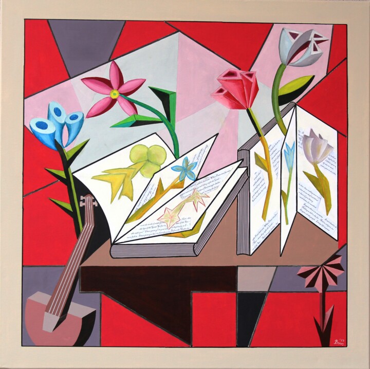Geometric Flower Press Pittura, 31,5x31,5 in