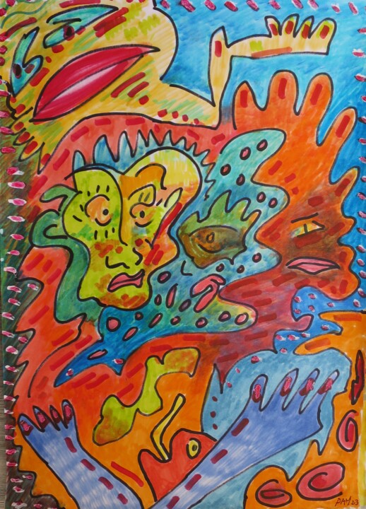 Des visages moi 绘画, 16.4x11.7 in
