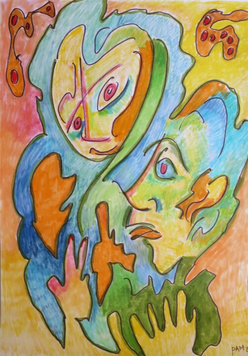 L'homme à tête de choux 绘画, 16.4x11.7 in