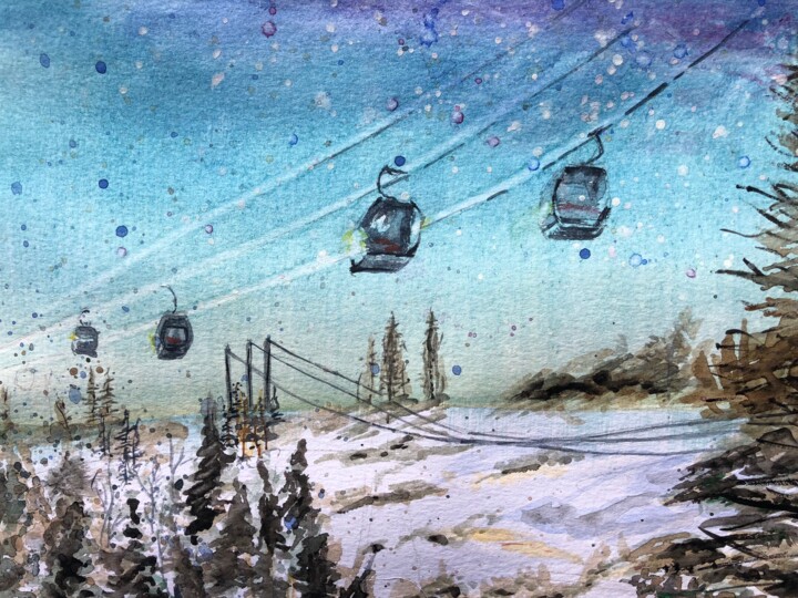 It's Snowing 绘画, 5.9x7.9 in