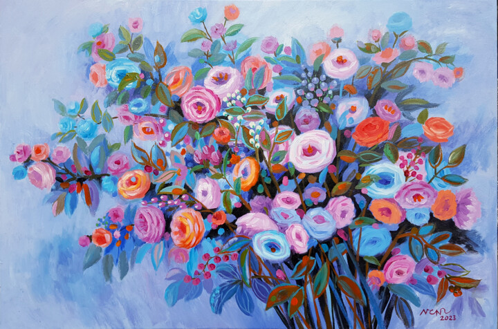 Rose Painting Painting, 31.5x47.2 in