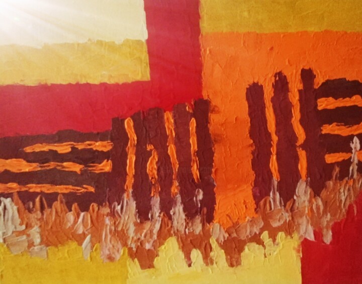 Peinture intitulée "Terre de Camargue" par Claudie Savelli (CLAUDIE-SAVELLI-CLAUDIA), Œuvre d'art originale, Acrylique Monté…