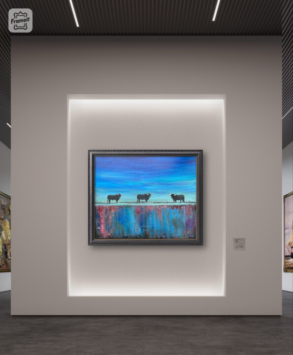 Schilderij getiteld "Toros azuis" door Diogo Amaro, Origineel Kunstwerk, Acryl