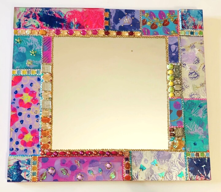 miroir mosaïque de verre "papillons à Venise" 50 X 45cm 设计, 17.7x19.7 in