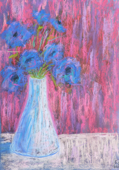 Blue Flowers 绘画, 19.7x15.8 in