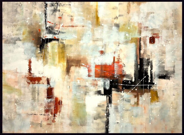 Peinture intitulée "Composition abstrai…" par Dam Domido, Œuvre d'art originale, Acrylique