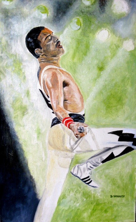 「FREDDIE MERCURY 2」というタイトルの絵画 David Sankeyによって, オリジナルのアートワーク, オイル