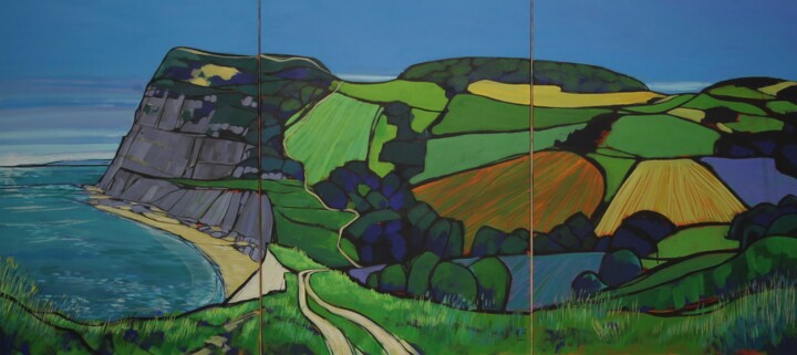 Painting titled "Golden Cap" by Mark Harris, Original Artwork, Acrylic Mounted on Wood Stretcher frame