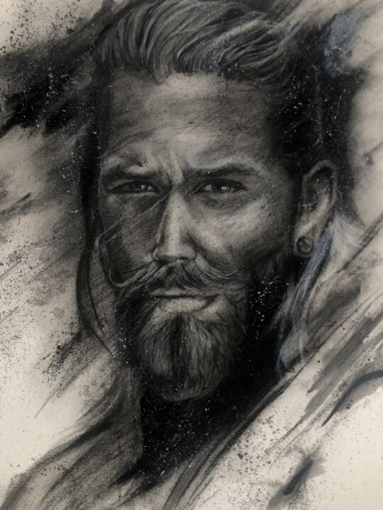 Drawing titled "Biunnu" by Gianluca Fascetto, Original Artwork, Charcoal