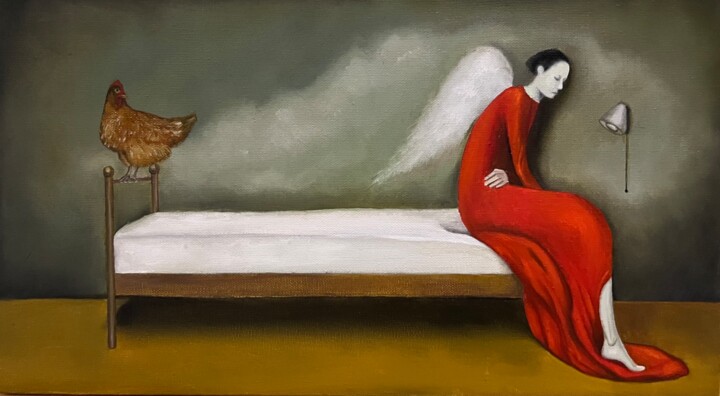Don't get so upset, Natasha, my master also calls me a chick 绘画, 9.8x17.7 in