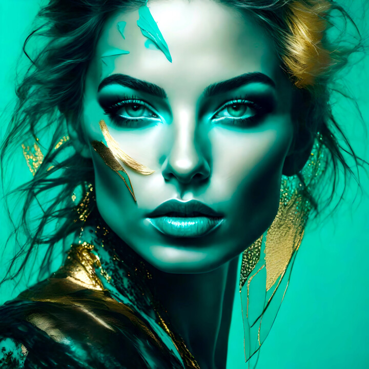 Splashn'Gold & Turquoise No.4 数字艺术