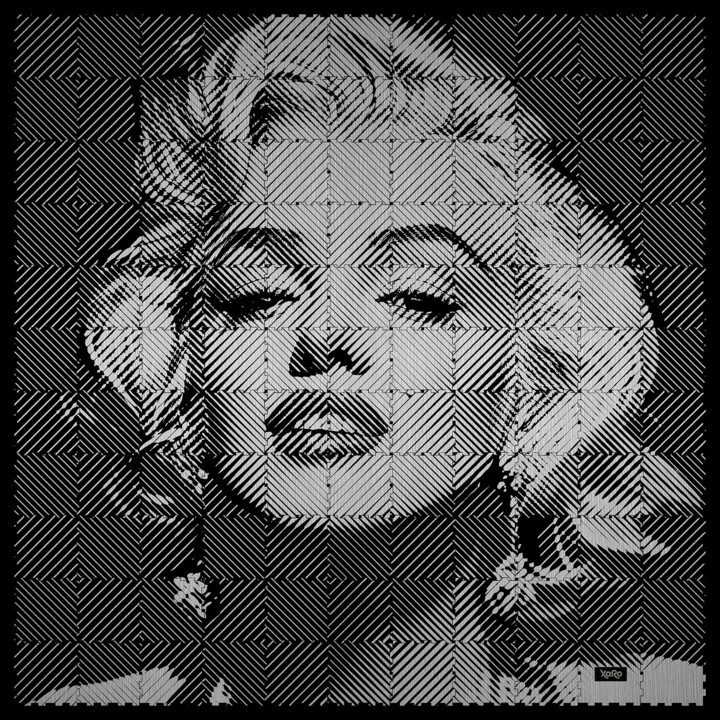 Marylin Monroe MultiSquare Trames opposées alu 绘画, 39.4x39.4 in