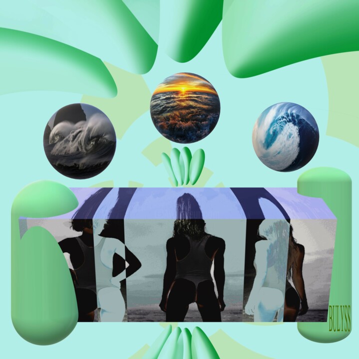 Women Bath in the Emerald sea Digital Arts