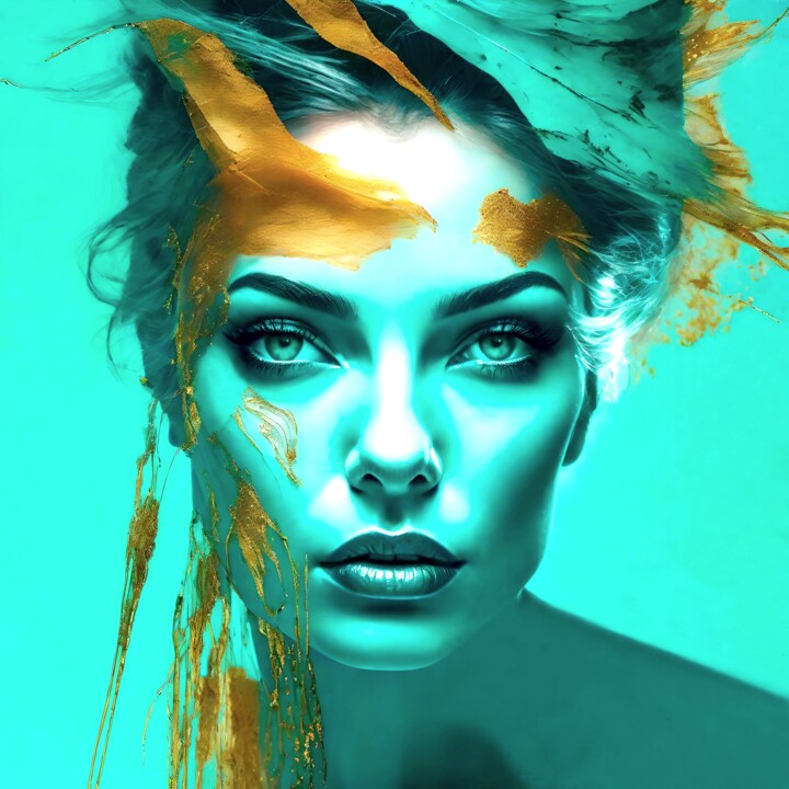 Splashn'Gold & Turquoise No.7 数字艺术