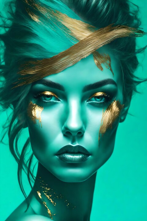 Splashn'Gold & Turquoise No.8 数字艺术