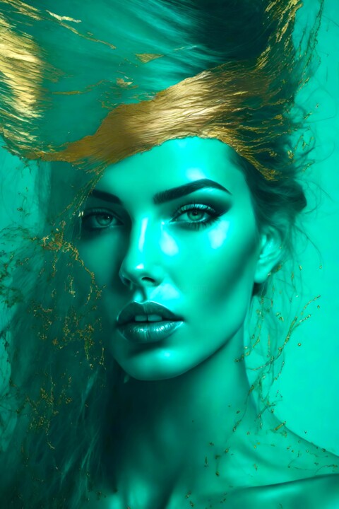 Splashn'Gold & Turquoise No.9 数字艺术