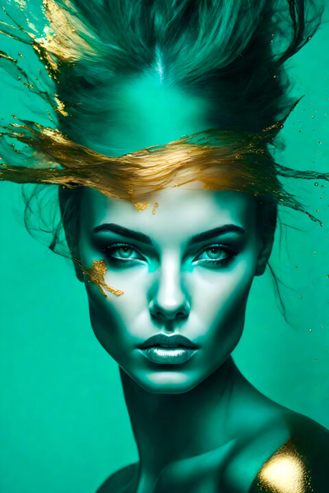 Splashn'Gold & Turquoise No.10 数字艺术