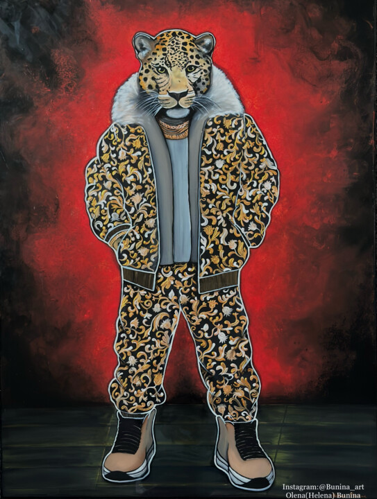 "Jaguar" 绘画, 40.2x30.3 in
