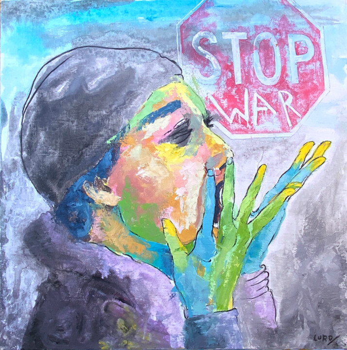 Stop war 绘画, 11.8x11.8 in