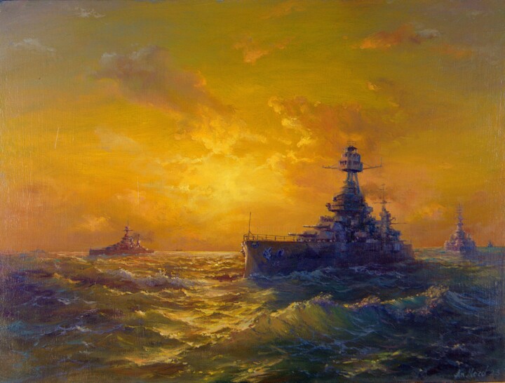 Lady Texas with her cousins approach the S. France, 1944 Картина, 17,7x23,6 in