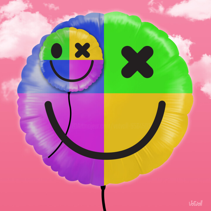 Digitale Kunst mit dem Titel "Baloon  Brothers" von Votvoll, Original-Kunstwerk, 2D digitale Arbeit