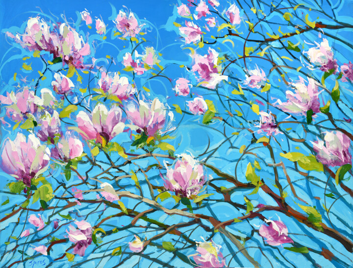 Painting titled "Spring tree" by Spiros, Original Artwork, Acrylic