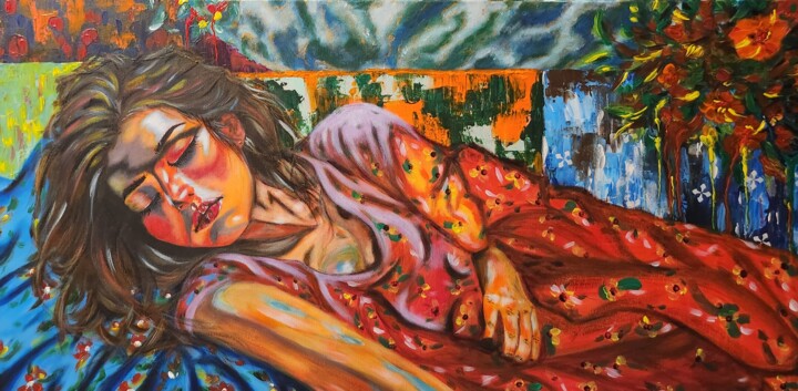 Крепко уснуть ... 绘画, 19.7x39.4 in