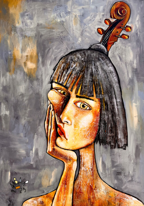 Dissonant cello 绘画, 39.4x27.6 in